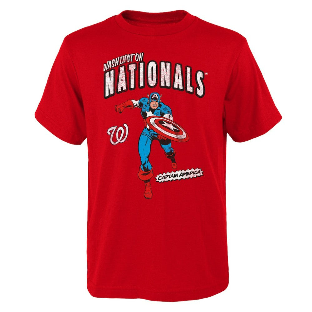 Washington Nationals Youth Team Captain America Marvel T-Shirt - MLB T-shirts