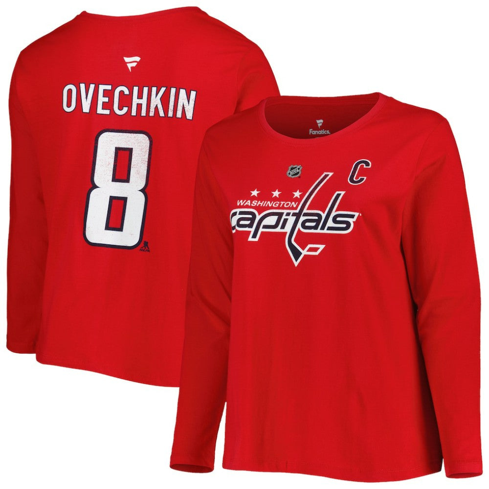 Washington Capitals Profile Women's Plus Size Distressed Printed Name & Number Long Sleeve T-Shirt -  NHL T-shirts