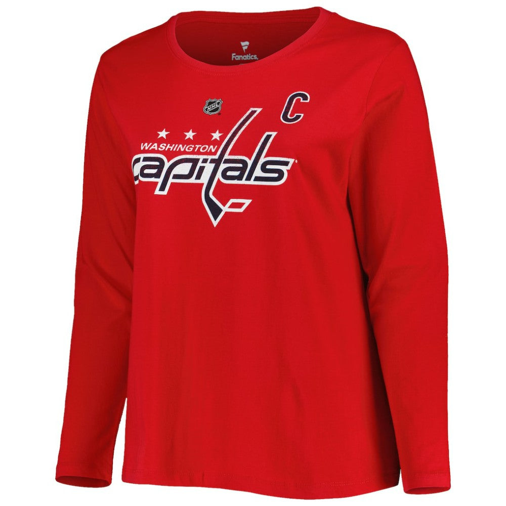 Washington Capitals Profile Women's Plus Size Distressed Printed Name & Number Long Sleeve T-Shirt -  NHL T-shirts