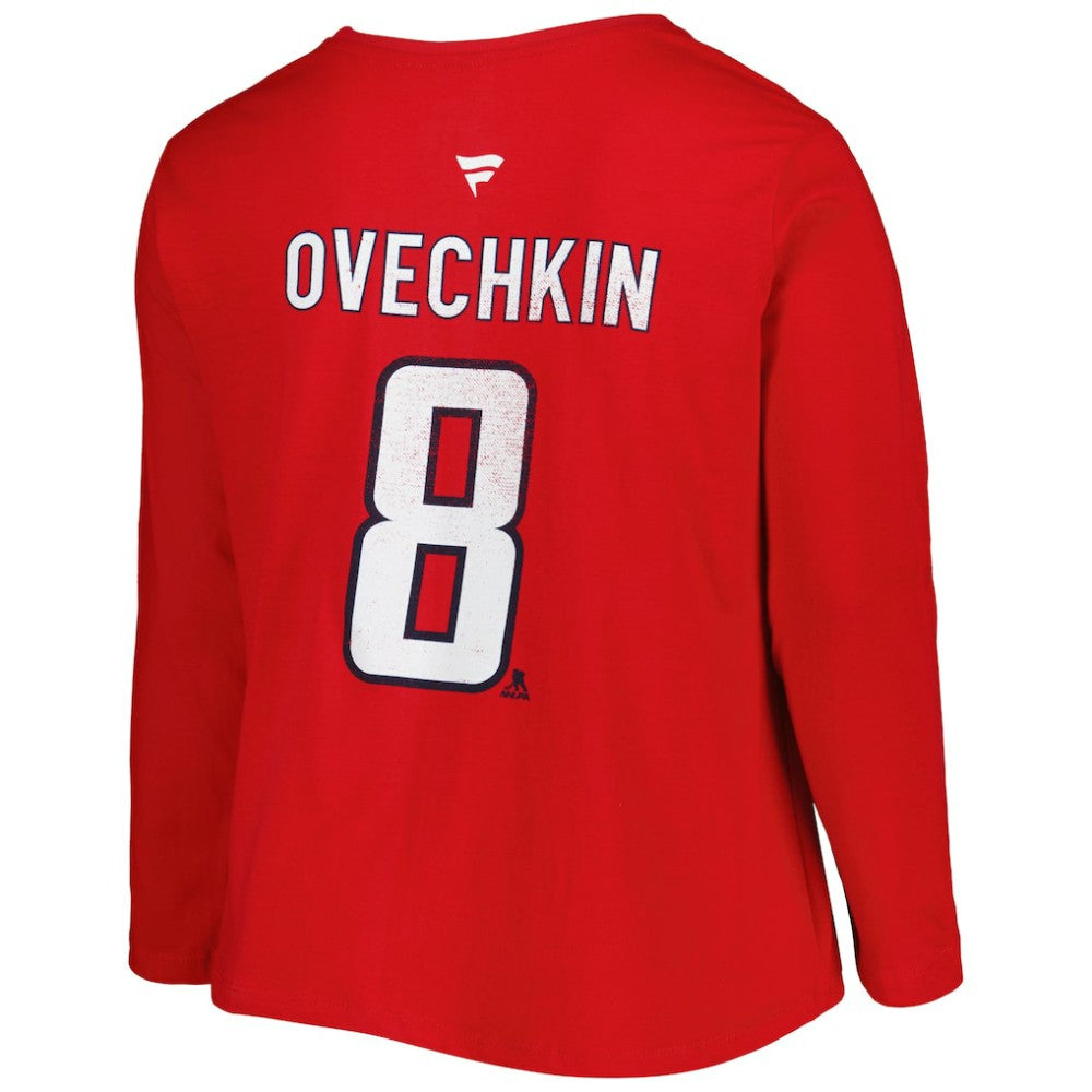 Washington Capitals Profile Women's Plus Size Distressed Printed Name & Number Long Sleeve T-Shirt -  NHL T-shirts