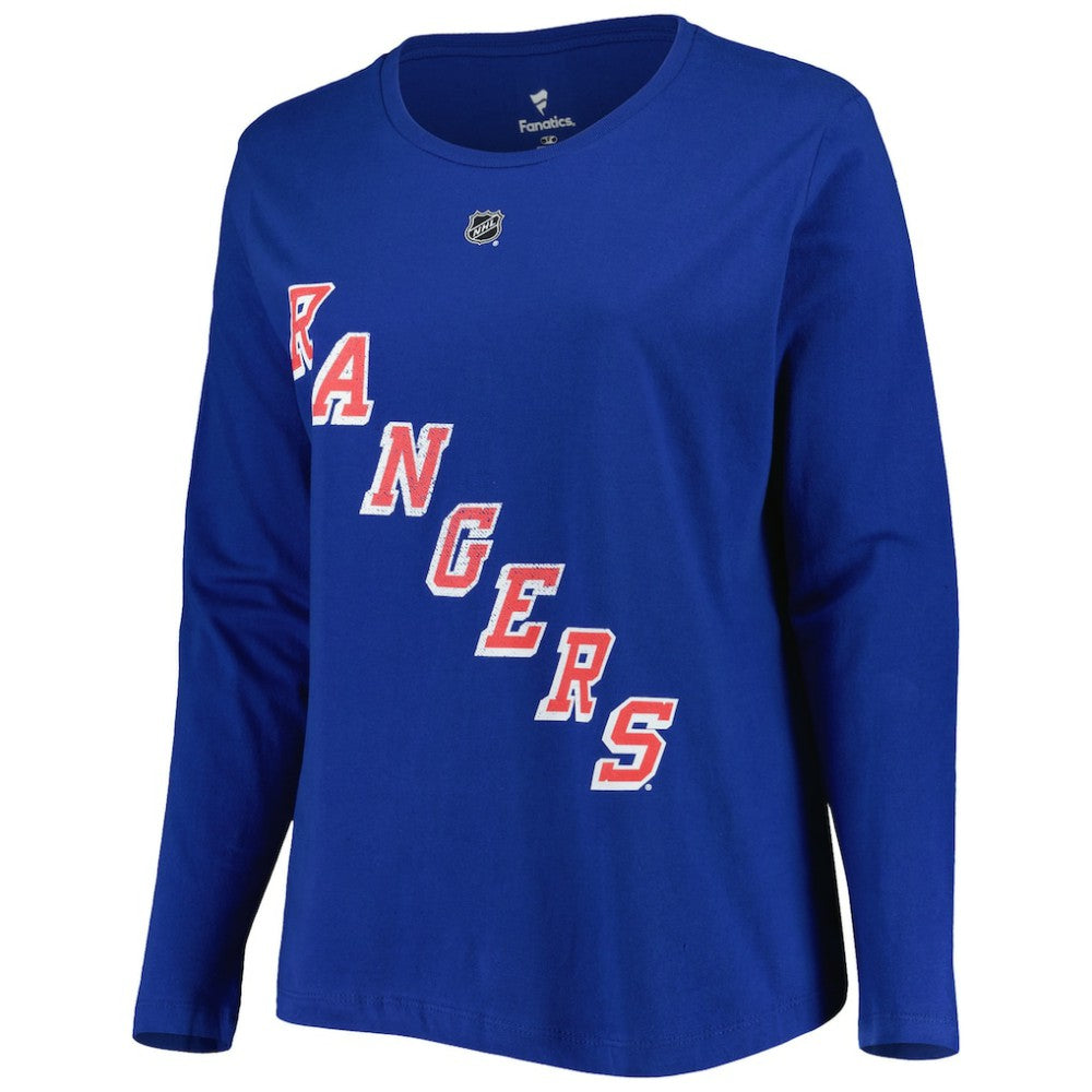 New York Rangers Profile Women's Plus Size Distressed Printed Name & Number Long Sleeve T-Shirt -  NHL T-shirts
