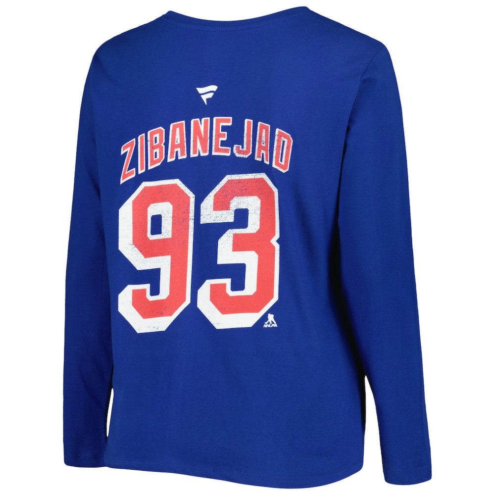 New York Rangers Profile Women's Plus Size Distressed Printed Name & Number Long Sleeve T-Shirt -  NHL T-shirts