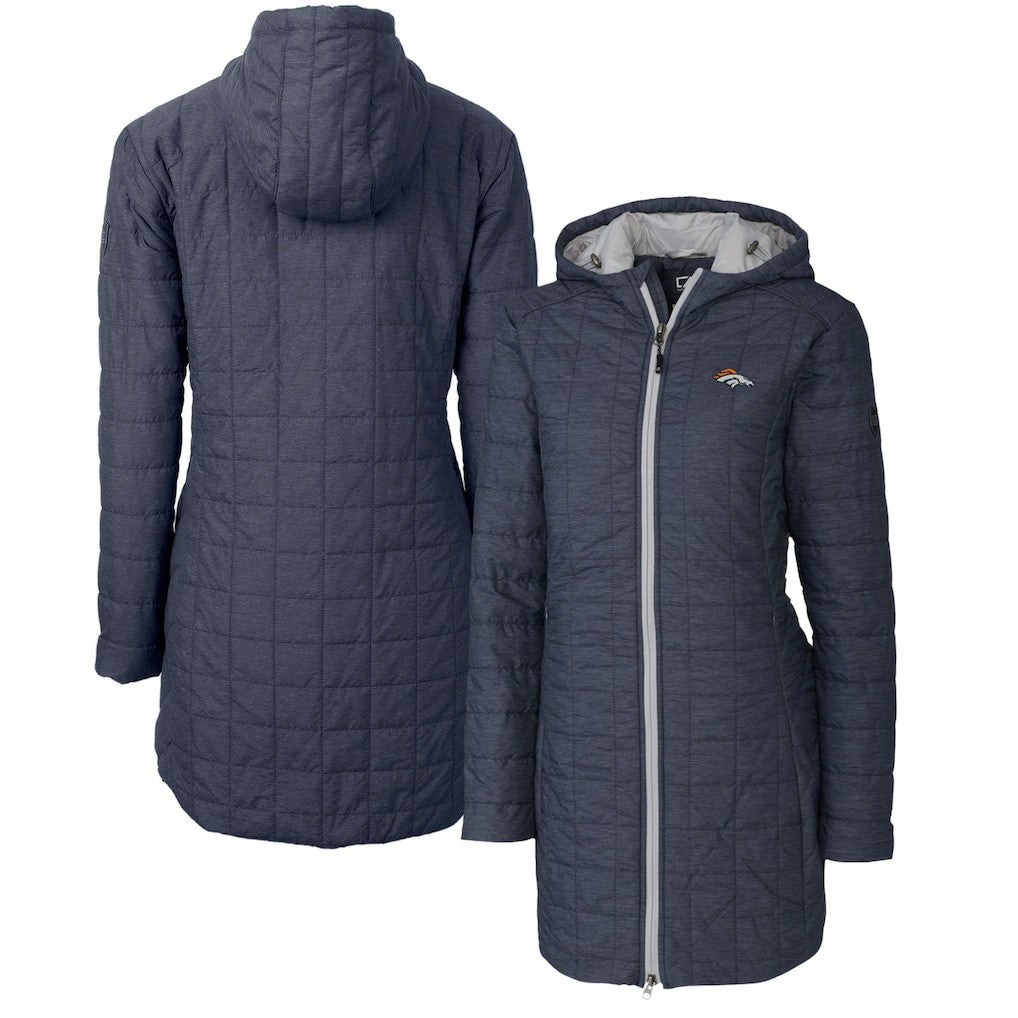 Denver Broncos Cutter & Buck Women's Rainier Primaloft Eco Hooded Long Lightweight Coat | NFL On sale
