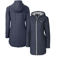 Denver Broncos Cutter & Buck Women's Rainier Primaloft Eco Hooded Long Lightweight Coat | NFL On sale