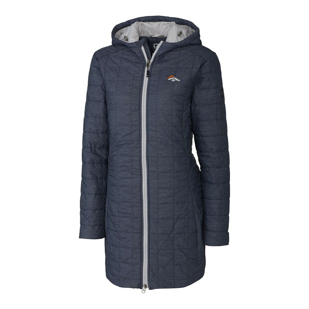 Denver Broncos Cutter & Buck Women's Rainier Primaloft Eco Hooded Long Lightweight Coat | NFL On sale