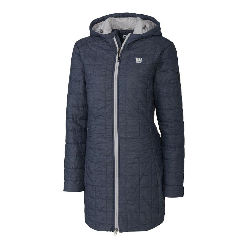 New York Giants Cutter & Buck Women's Rainier Primaloft Eco Hooded Long Lightweight Coat | NFL New