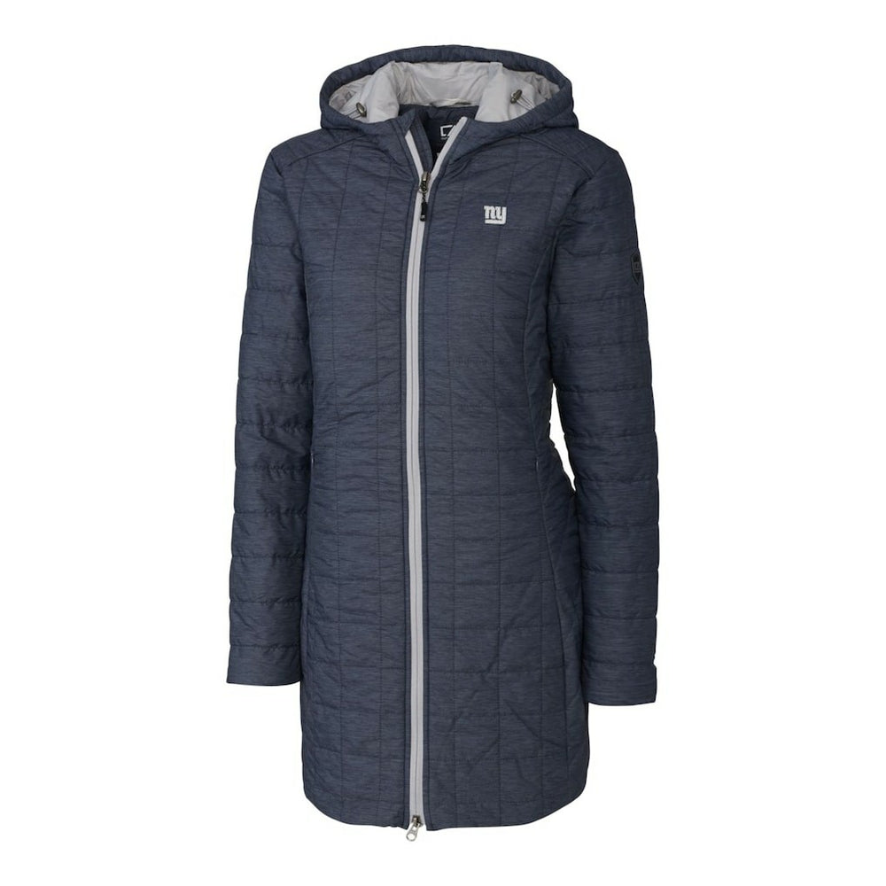 New York Giants Cutter & Buck Women's Rainier Primaloft Eco Hooded Long Lightweight Coat | NFL New