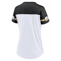 Pittsburgh Steelers Women's Dueling Slant V-Neck Lace-Up T-Shirt | NFL Online