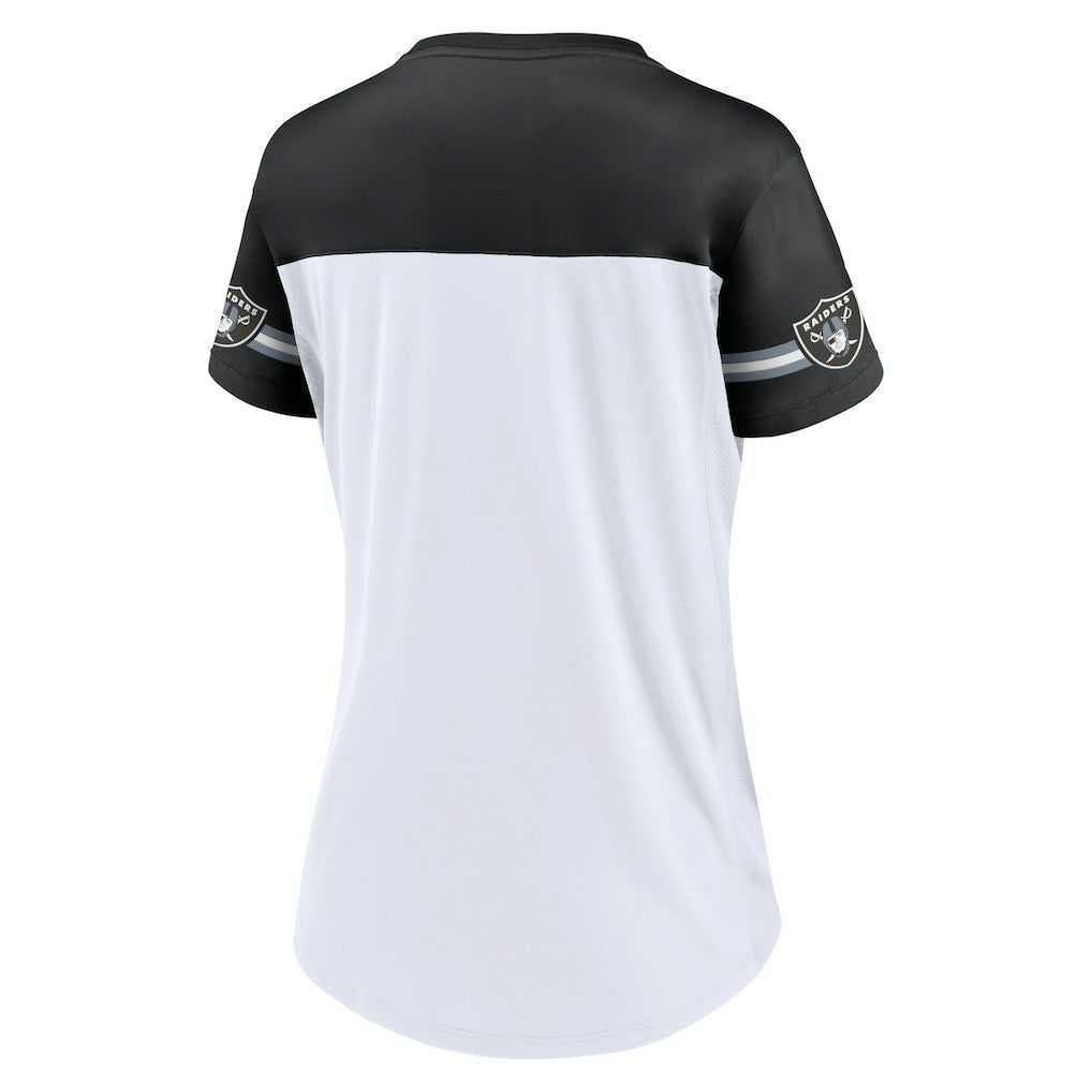 Las Vegas Raiders Women's Dueling Slant V-Neck Lace-Up T-Shirt | NFL Hot