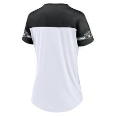 Las Vegas Raiders Women's Dueling Slant V-Neck Lace-Up T-Shirt | NFL Hot