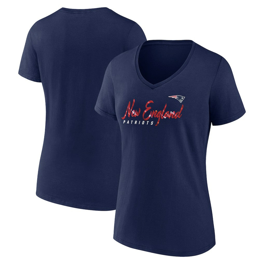 New England Patriots Women's Shine Time V-Neck T-Shirt | NFL US