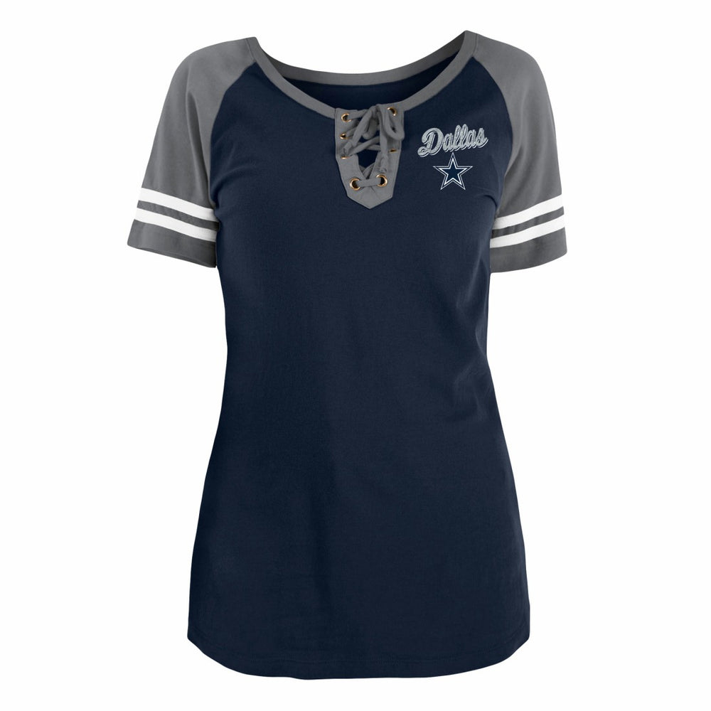 Dallas Cowboys Women's Team Logo Lace-Up Raglan T-Shirt | NFL US
