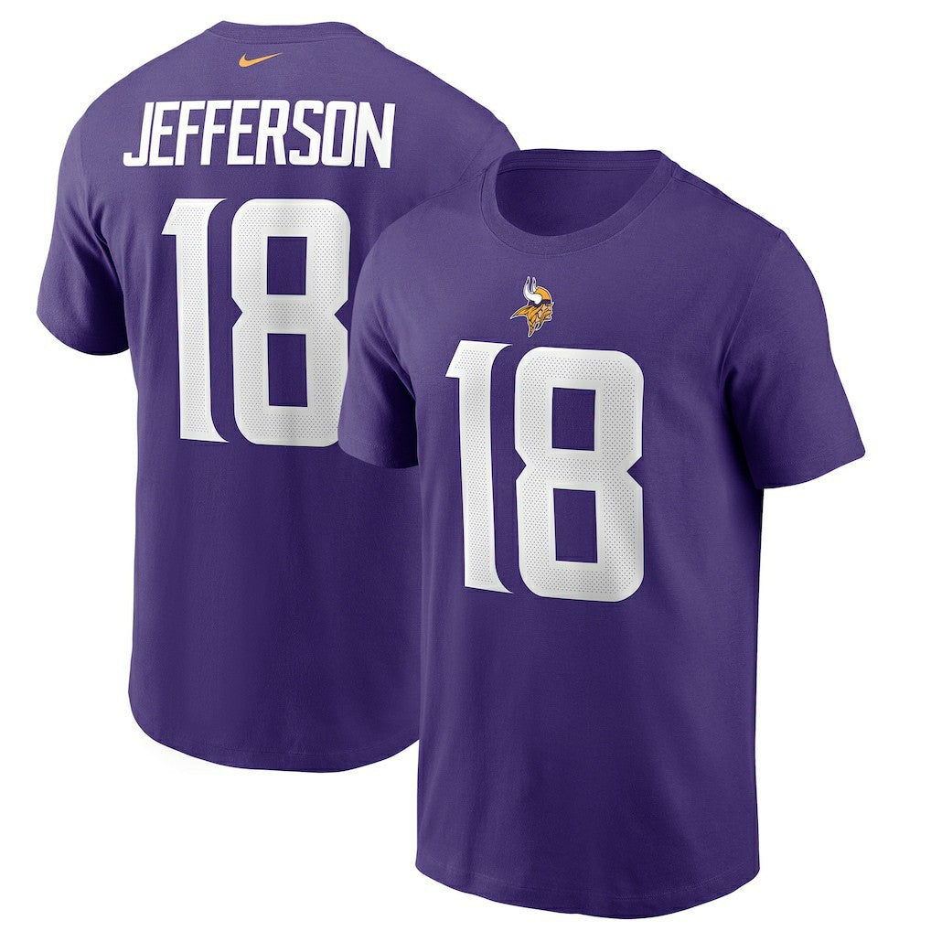 Minnesota Vikings Justin Jefferson  Player Name & Number T-Shirt | NFL New