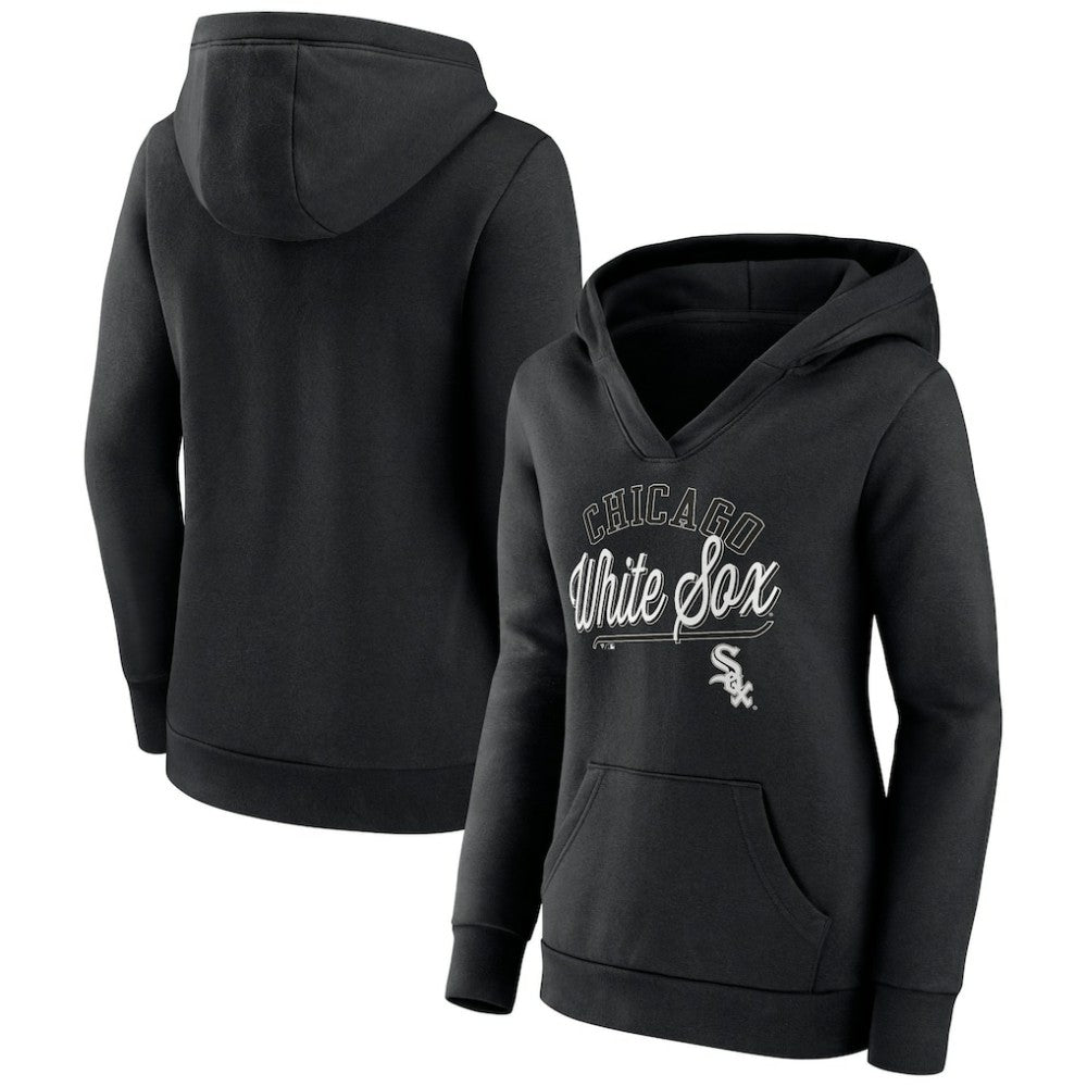 Chicago White Sox Fanatics Women's Simplicity Crossover V-Neck Pullover Hoodie - MLB Hoodies