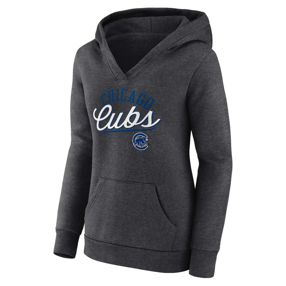 Chicago Cubs Fanatics Women's Simplicity Crossover V-Neck Pullover Hoodie - MLB Hoodies