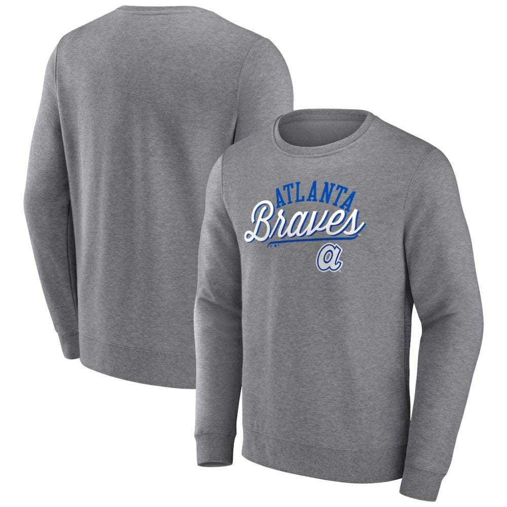 Atlanta Braves Heather Gray Fanatics Simplicity Pullover Sweatshirt - MLB Pullover