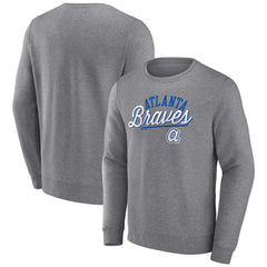 Atlanta Braves Heather Gray Fanatics Simplicity Pullover Sweatshirt - MLB Pullover