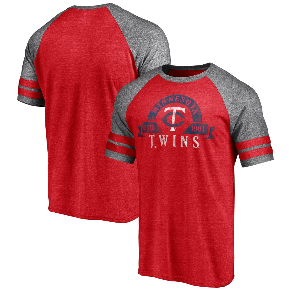 Minnesota Twins Fanatics Utility Two-Stripe Raglan Tri-Blend T-Shirt - MLB T-shirts