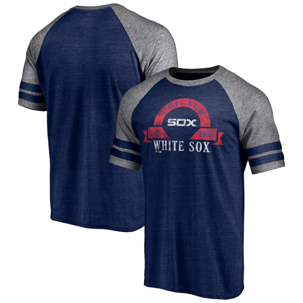Chicago White Sox Fanatics Utility Two-Stripe Raglan Tri-Blend T-Shirt - MLB T-shirts