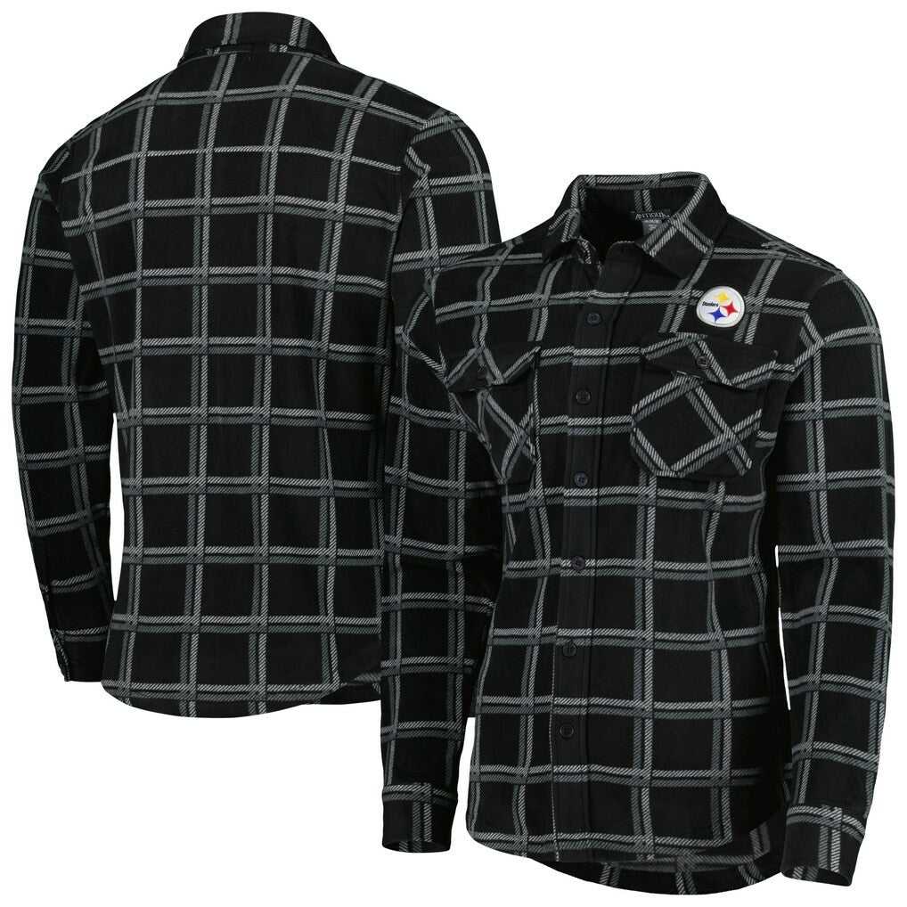 Pittsburgh Steelers Antigua Industry Flannel Button-Up Shirt Jacket | NFL Discount