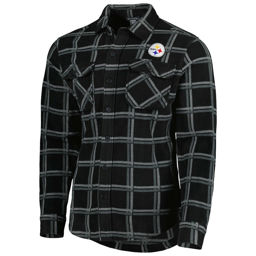 Pittsburgh Steelers Antigua Industry Flannel Button-Up Shirt Jacket | NFL Discount