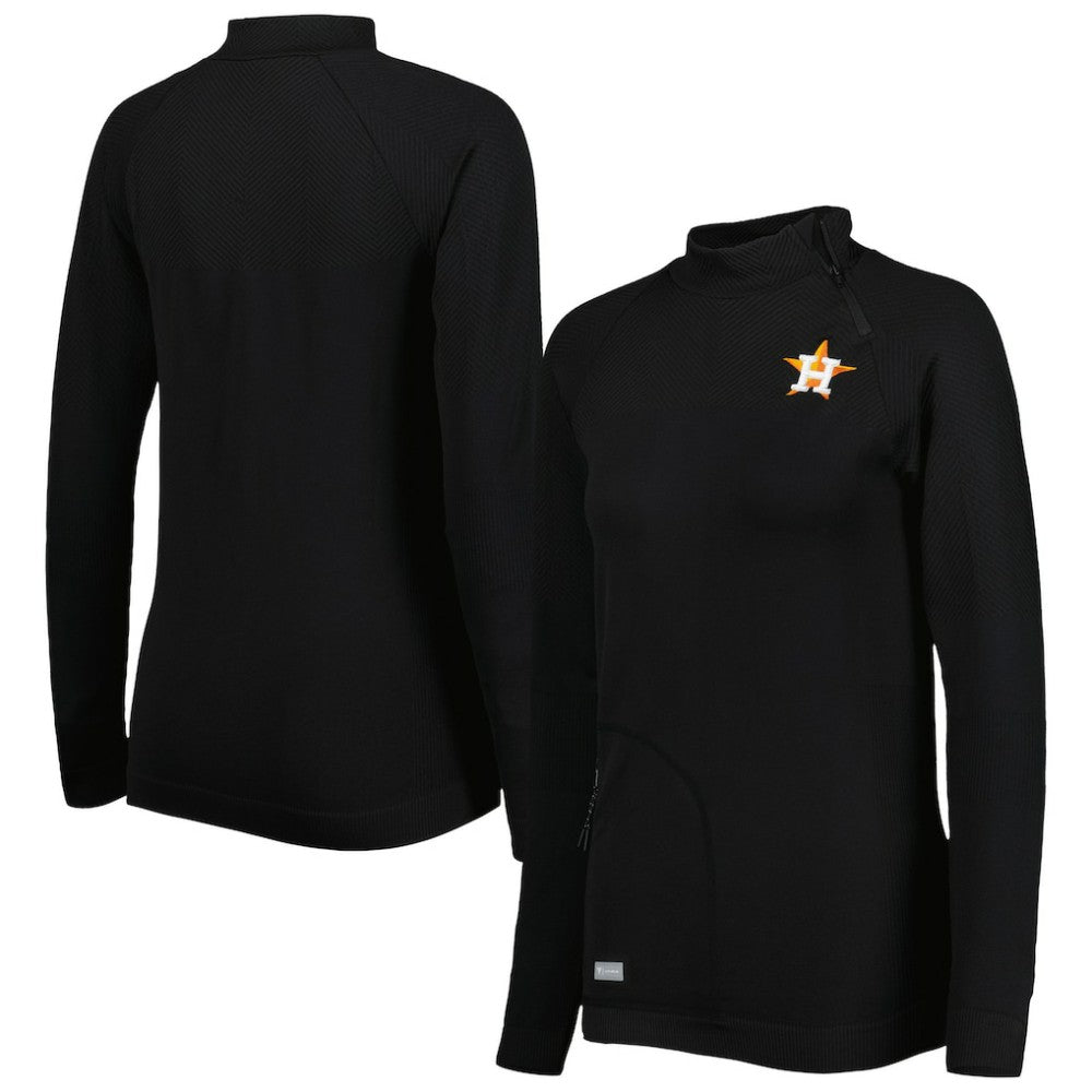 Houston Astros Levelwear Women's Verse Asymmetrical Raglan Tri-Blend Quarter-Zip Jacket - MLB Jackets