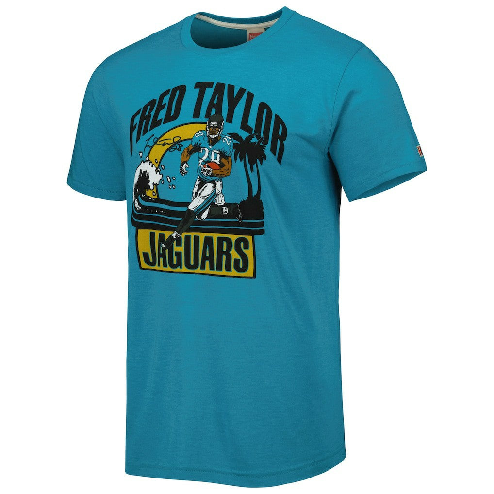 Jacksonville Jaguars Fred Taylor  Homage Unisex Caricature Retired Player Tri-Blend T-Shirt | NFL Near me