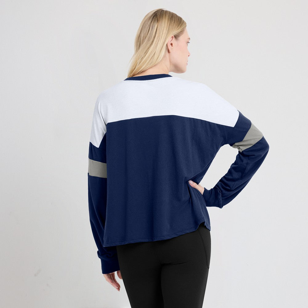 Milwaukee Brewers Fanatics Women's Even Match Lace-Up Long Sleeve V-Neck T-Shirt - MLB T-shirts