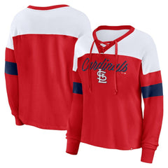 St. Louis Cardinals Fanatics Women's Even Match Lace-Up Long Sleeve V-Neck T-Shirt - MLB T-shirts