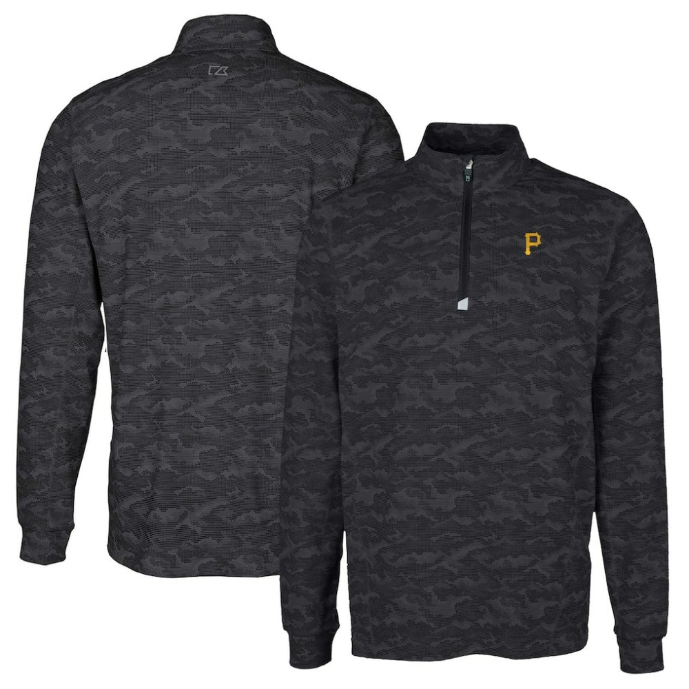 Pittsburgh Pirates Cutter & Buck Big & Tall Traverse Camo Print Stretch Quarter-Zip Pullover Top - MLB Pullover