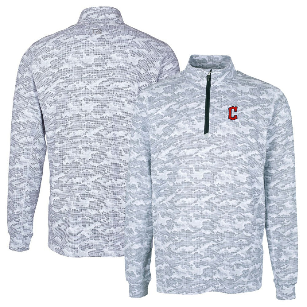 Cleveland Guardians Cutter & Buck Big & Tall Traverse Camo Print Stretch Quarter-Zip Pullover Top - MLB Pullover