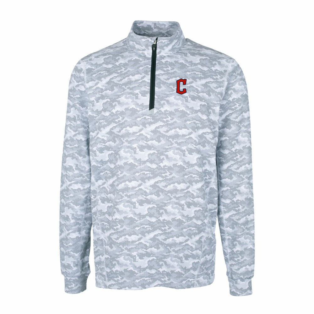 Cleveland Guardians Cutter & Buck Big & Tall Traverse Camo Print Stretch Quarter-Zip Pullover Top - MLB Pullover