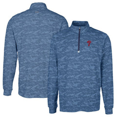 Philadelphia Phillies Cutter & Buck Big & Tall Traverse Camo Print Stretch Quarter-Zip Pullover Top - MLB Pullover