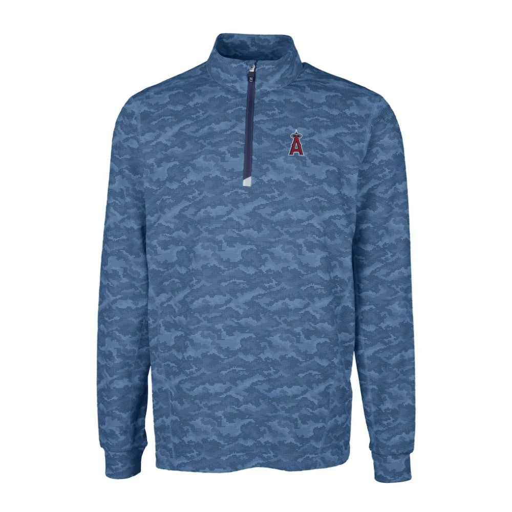 Los Angeles Angels Cutter & Buck Big & Tall Traverse Camo Print Stretch Quarter-Zip Pullover Top - MLB Pullover