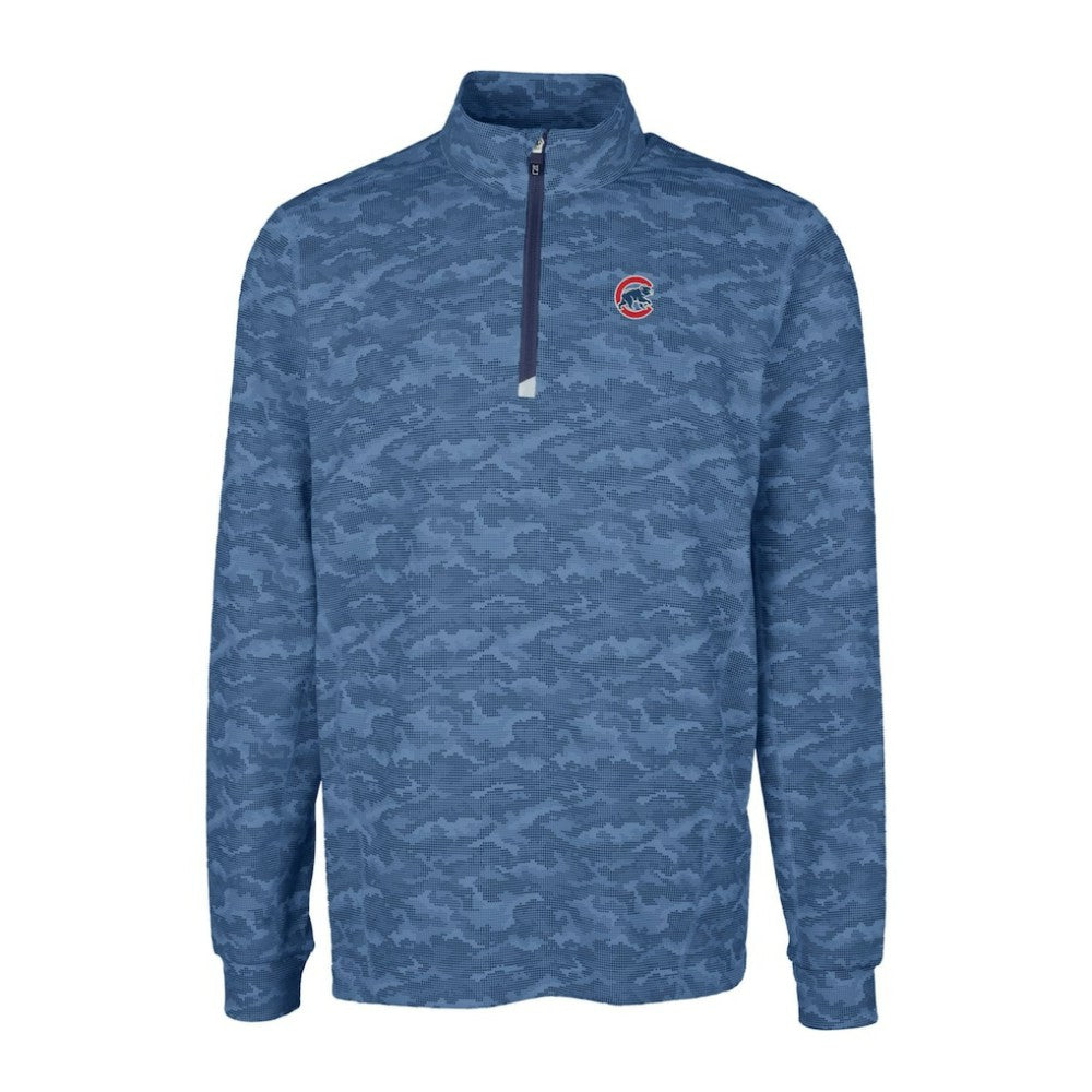 Chicago Cubs Cutter & Buck Big & Tall Traverse Camo Print Stretch Quarter-Zip Pullover Top - MLB Pullover
