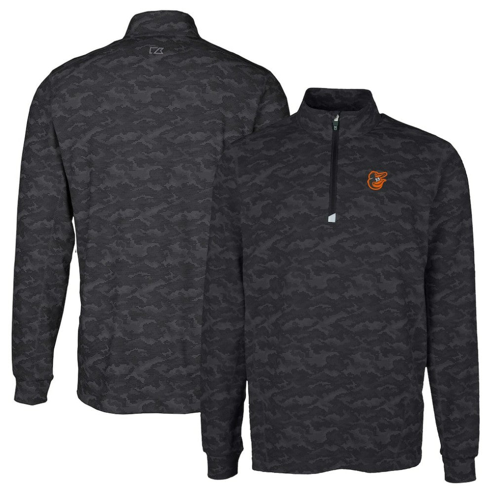 Baltimore Orioles Cutter & Buck Traverse Camo Print Stretch Quarter-Zip Pullover Top - MLB Pullover
