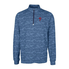 Philadelphia Phillies Cutter & Buck Traverse Camo Print Stretch Quarter-Zip Pullover Top - MLB Pullover