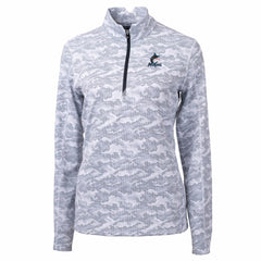 Miami Marlins Cutter & Buck Women's Traverse Camo Print Stretch Quarter-Zip Pullover Top - MLB Pullover