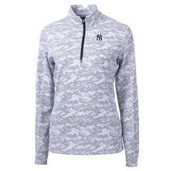 New York Yankees Cutter & Buck Women's Traverse Camo Print Stretch Quarter-Zip Pullover Top - MLB Pullover