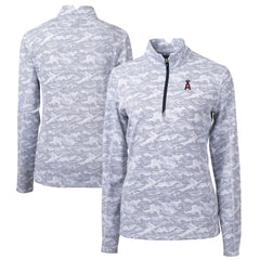 Los Angeles Angels Cutter & Buck Women's Traverse Camo Print Stretch Quarter-Zip Pullover Top - MLB Pullover