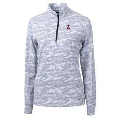 Los Angeles Angels Cutter & Buck Women's Traverse Camo Print Stretch Quarter-Zip Pullover Top - MLB Pullover