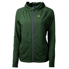 Green Bay Packers Cutter & Buck Women's Adapt Eco Knit Hybrid Recycled Full-Zip Hoodie | NFL Outlet