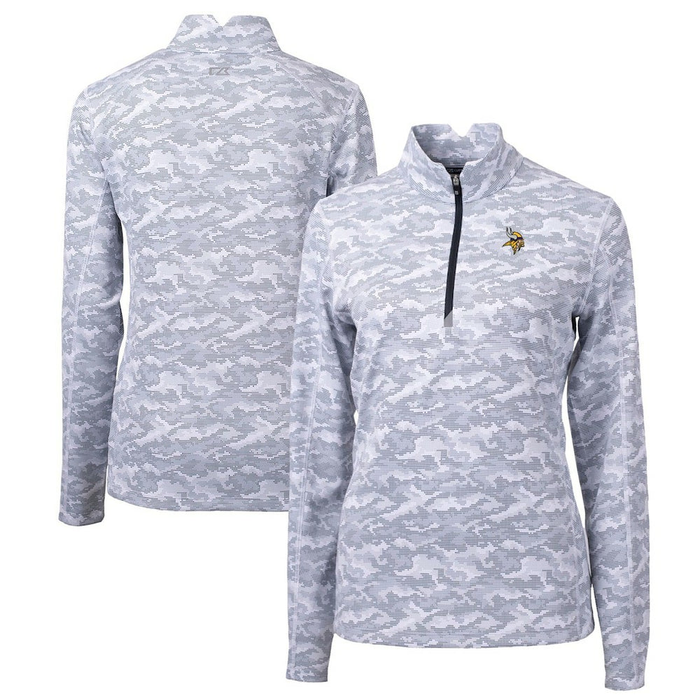 Minnesota Vikings Cutter & Buck Women's Traverse Camo Print Stretch Quarter-Zip Pullover Top | NFL Hot