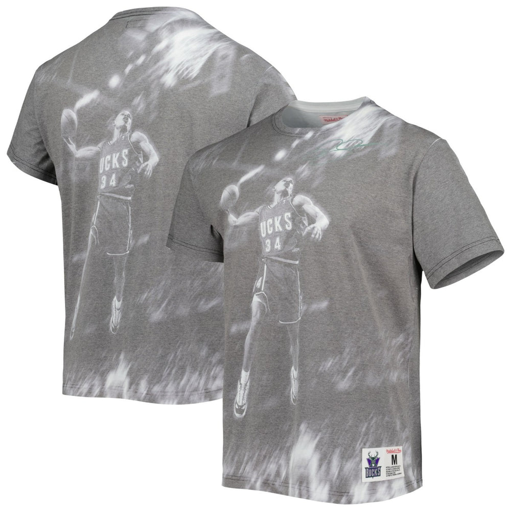 Gray Ray Allen Milwaukee Bucks Above The Rim T-Shirt | NBA