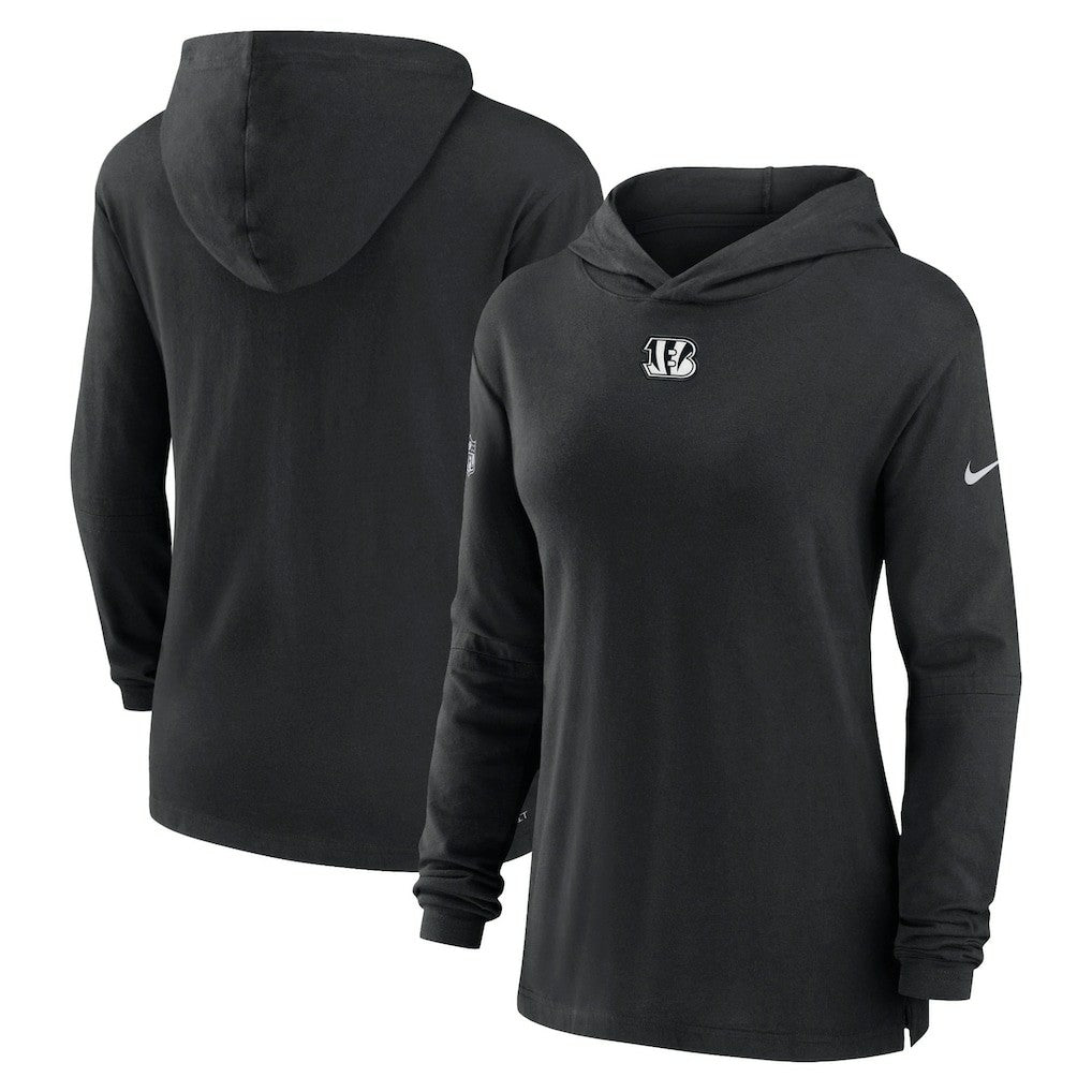 Cincinnati Bengals Women's Sideline Performance Long Sleeve Hoodie T-Shirt | NFL Sale