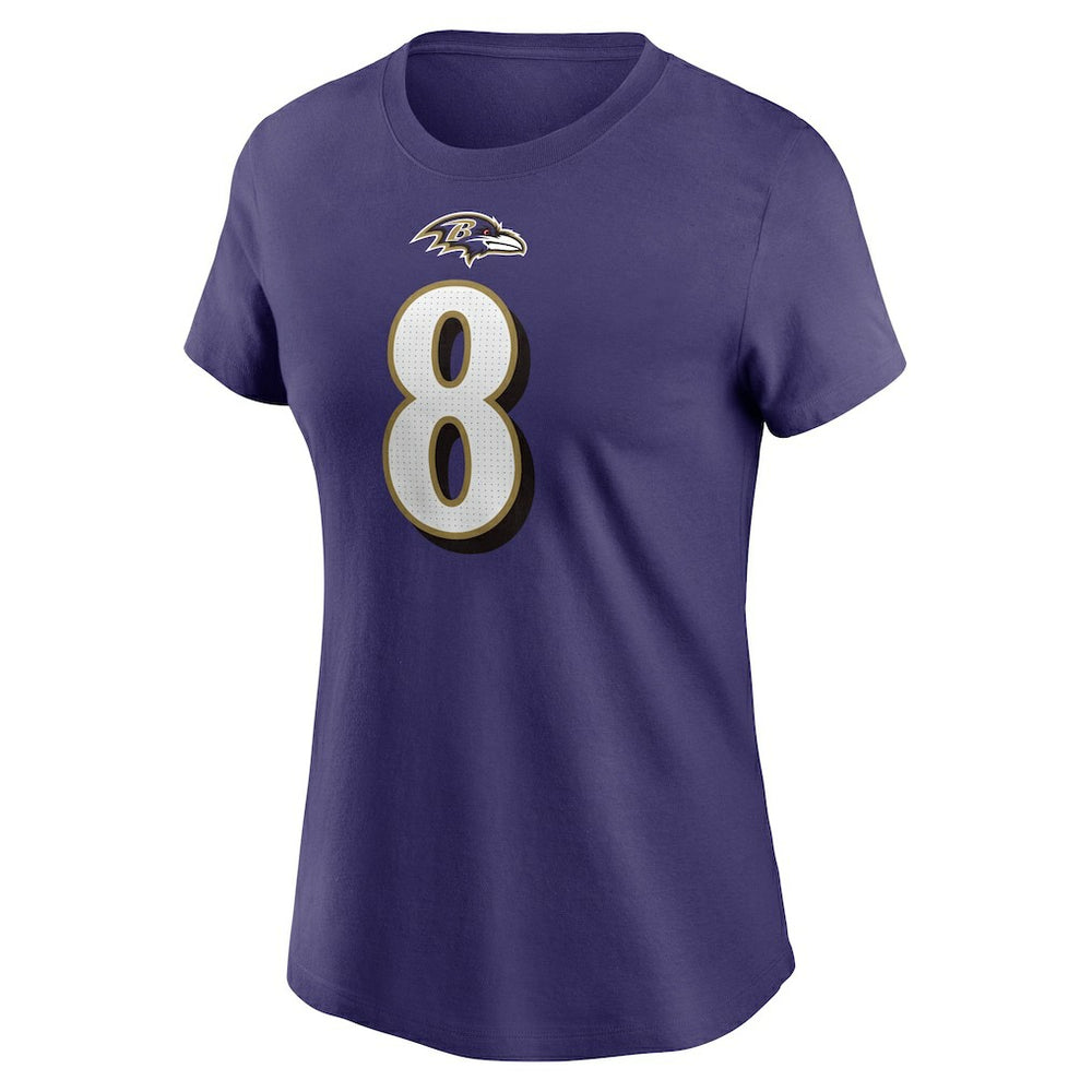 Baltimore Ravens Lamar Jackson  Women's Player Name & Number T-Shirt | NFL Sale