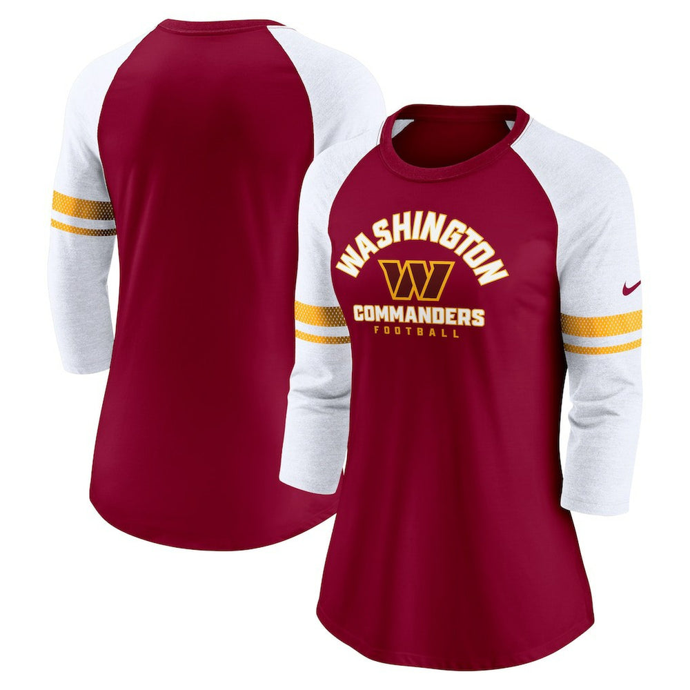 Washington Commanders Women's Fashion 3/4-Sleeve Lightweight Raglan Fashion T-Shirt | NFL US