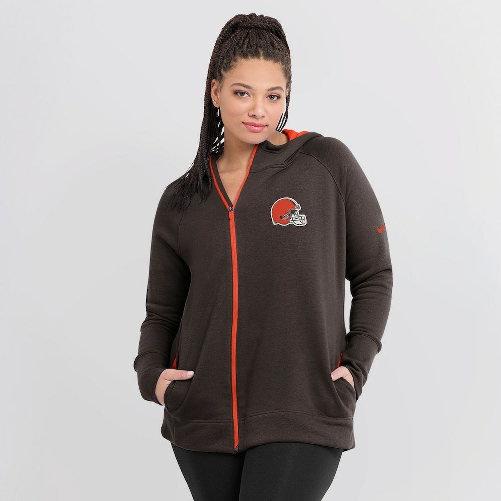Cleveland Browns Women's Asymmetrical Raglan Full-Zip Hoodie | NFL Online