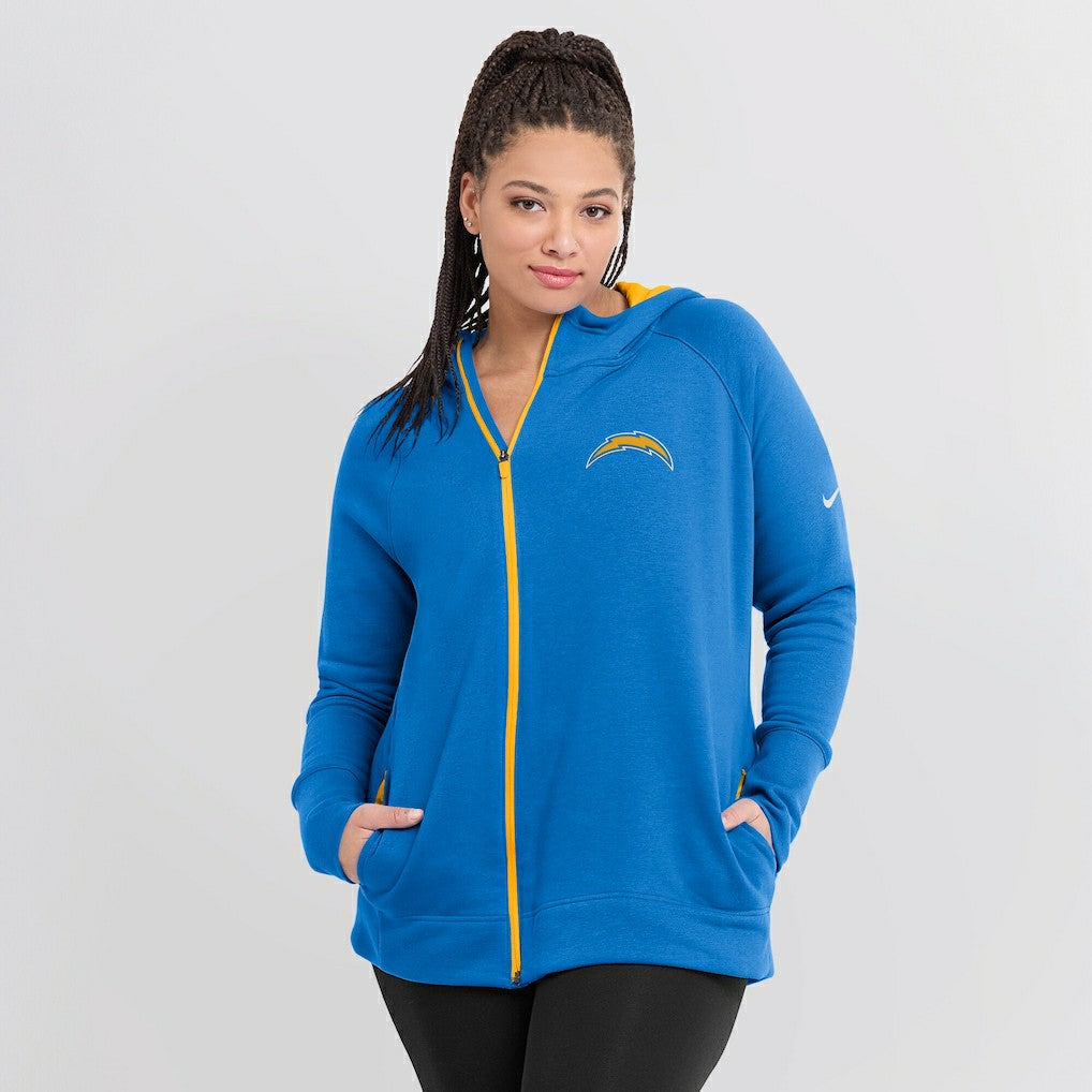 Los Angeles Chargers Women's Asymmetrical Raglan Full-Zip Hoodie | NFL Outlet