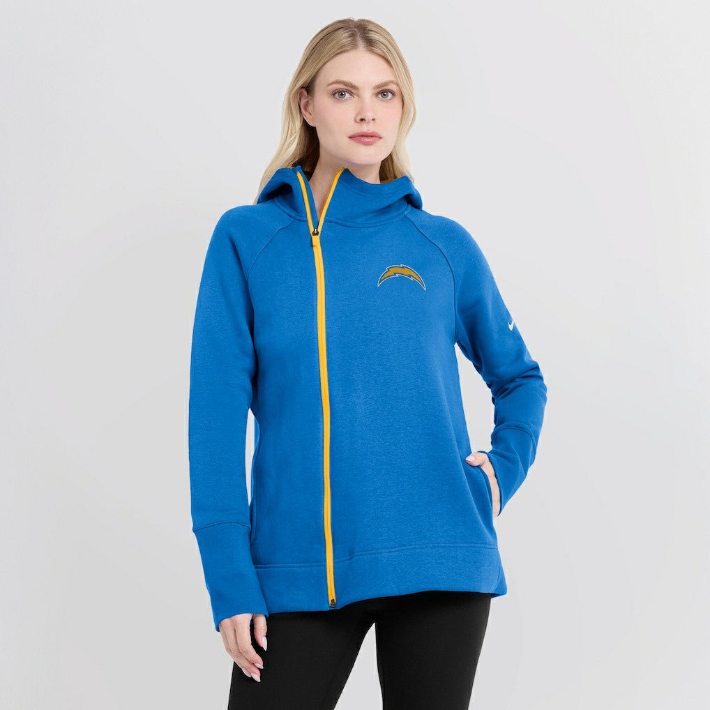Los Angeles Chargers Women's Asymmetrical Raglan Full-Zip Hoodie | NFL Outlet
